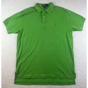 Ralph Lauren Polo Mens Large Lime Green Embroidered Short Sleeve 100 Cotton READ